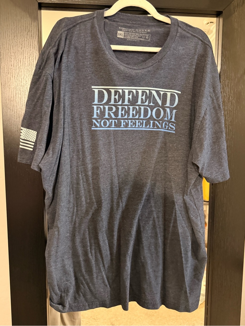 Grunt Style Navy Blue "DEFEND FREEDOM NOT FEELINGS" Short Sleeve Tee